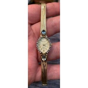 Vintage Deauville Armitron Quartz Watch Aquamarine & Diamonds New Battery 7.5''